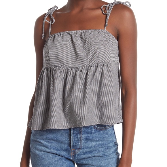 NWT BCBGENERATION striped tie shoulder tank top - Picture 1 of 4